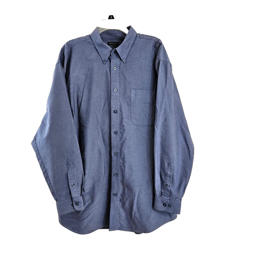 Van Heusen Shirt Mens XLT Blue Button Up Wrinkle Free Stain Shield Long Sleeves